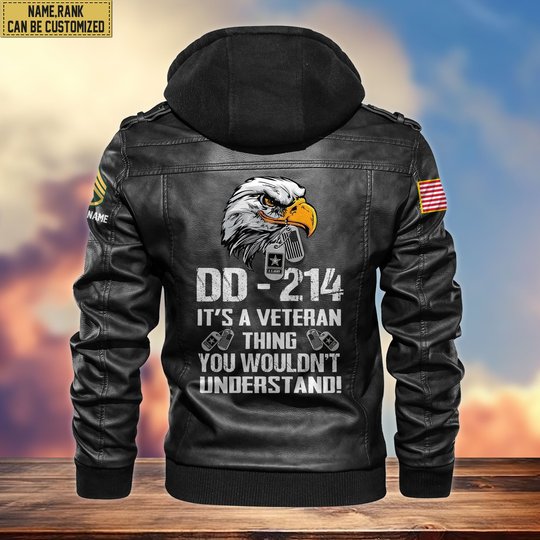 Premium Custom US Army Veteran Leather Jacket VPVC701401, Gifts For Army Veteran, Gifts On Father's Day, Armed Forces Day, Veterans Day.