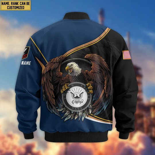 Premium Custom US Navy Veteran Bomber Jacket VPVC806502, Gifts For US Navy Veteran, Gifts On Father's Day, Veterans Day.