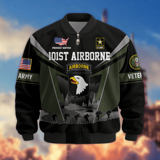 Premium Custom 101st Airborne Bomber Jacket VPVC800265, Waterproof Windbreaker Coat, Army Veteran Gift, Veterans Day Gift.