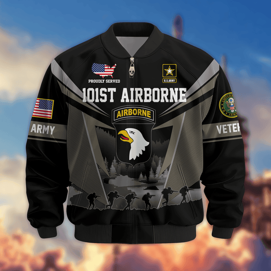 Premium Custom 101st Airborne Bomber Jacket VPVC800266, Waterproof Windbreaker Coat, Army Veteran Gift, Veterans Day Gift.