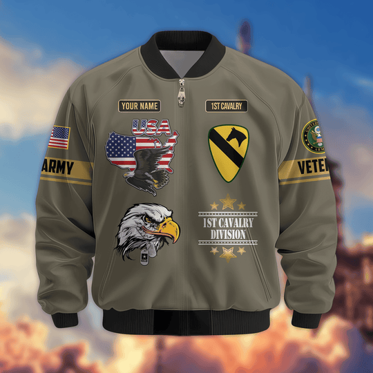 Premium Custom 1st Cavalry Division Bomber Jacket VPVC800272, Waterproof Windbreaker Coat, Army Veteran Gift, Veterans Day Gift.