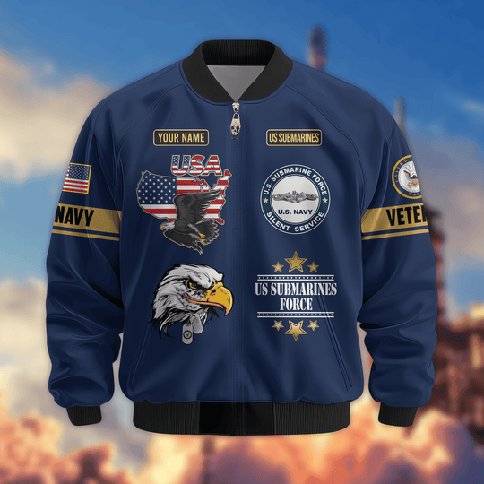 Premium Custom US Submarine Bomber Jacket VPVC800277, Waterproof Windbreaker Coat, Navy Veteran Gift, Veterans Day Gift.