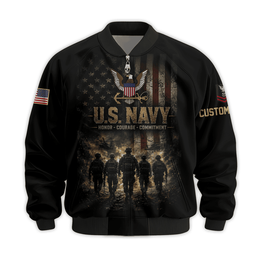 Premium Custom US Navy Bomber Jacket VPVC811062, Waterproof Windbreaker Coat, Navy Veteran Gift, Veterans Day Gift.