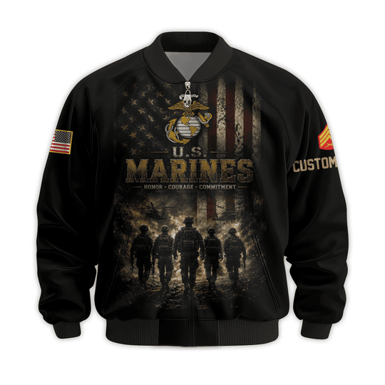 Premium Custom USMC Bomber Jacket VPVC811063, Waterproof Windbreaker Coat, Marine Veteran Gift, Veterans Day Gift.