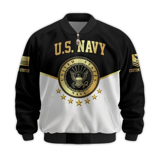 Premium Custom US Navy Veteran Bomber Jacket VPVC811262, Waterproof Windbreaker Coat, Navy Veteran Gift, Veterans Day Gift.