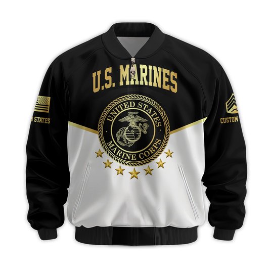 Premium Custom USMC Veteran Bomber Jacket VPVC811263, Waterproof Windbreaker Coat, Marine Veteran Gift, Veterans Day Gift.