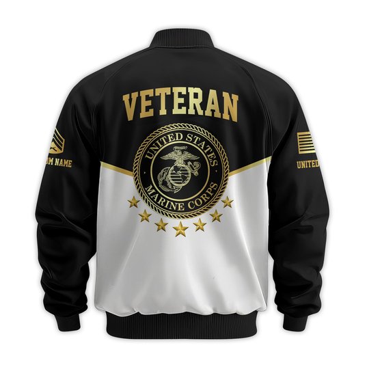 Premium Custom USMC Veteran Bomber Jacket VPVC811263, Waterproof Windbreaker Coat, Marine Veteran Gift, Veterans Day Gift.