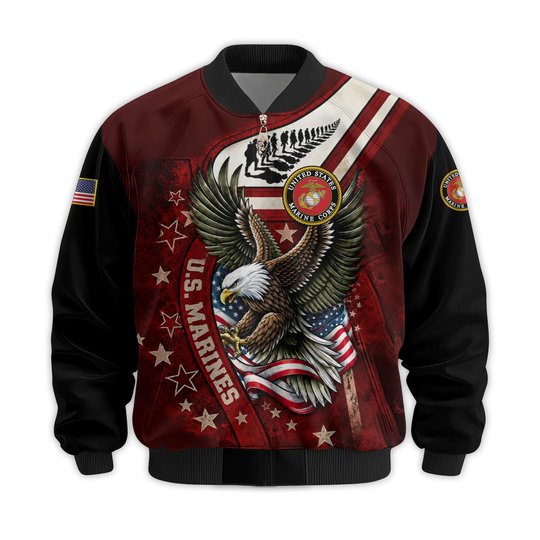 Premium Custom USMC Veteran Bomber Jacket VPVC811503, Waterproof Windbreaker Coat, Marine Veteran Gift, Veterans Day Gift.