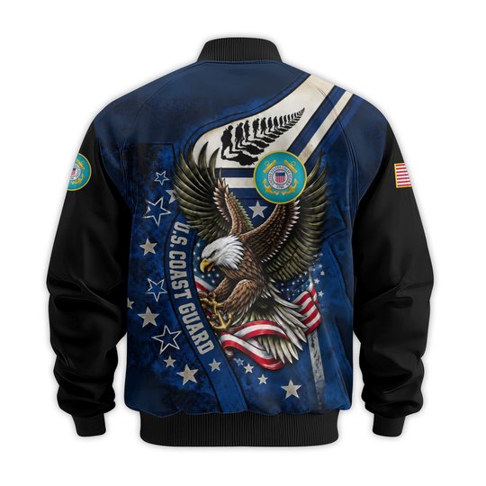 Premium Custom USCG Veteran Bomber Jacket VPVC811505, Waterproof Windbreaker Coat, Coast Guard Veteran Gift, Veterans Day Gift.