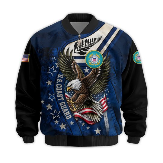 Premium Custom USCG Veteran Bomber Jacket VPVC811505, Waterproof Windbreaker Coat, Coast Guard Veteran Gift, Veterans Day Gift.