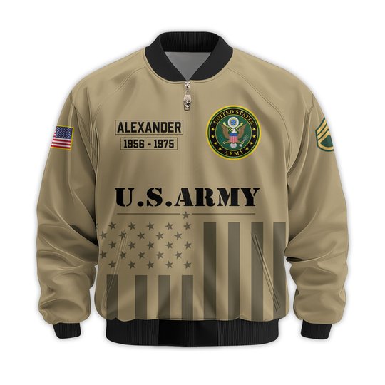 Premium Custom US Army Veteran Bomber Jacket VPVC811511, Waterproof Windbreaker Coat, Army Veteran Gift, Veterans Day Gift.