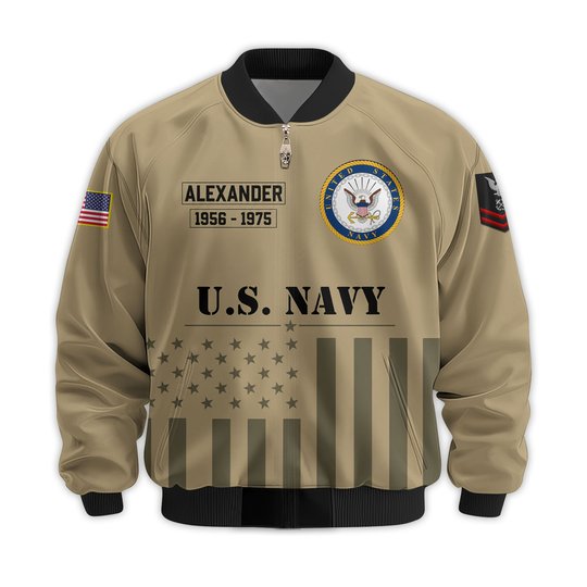Premium Custom US Navy Veteran Bomber Jacket VPVC811512, Waterproof Windbreaker Coat, Navy Veteran Gift, Veterans Day Gift.