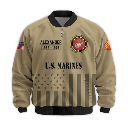 Premium Custom USMC Veteran Bomber Jacket VPVC811513, Waterproof Windbreaker Coat, Marine Veteran Gift, Veterans Day Gift.