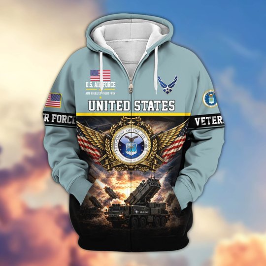 Premium US Veteran Zip Up Hoodie BTTN151021, Gifts For US Veterans, Gifts For Veterans Day.
