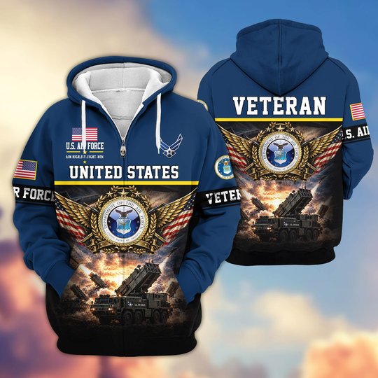 Premium US Veteran Zip Up Hoodie BTTN151021, Gifts For US Veterans, Gifts For Veterans Day.