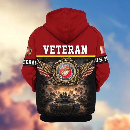 Premium US Veteran Zip Up Hoodie BTTN151021, Gifts For US Veterans, Gifts For Veterans Day.