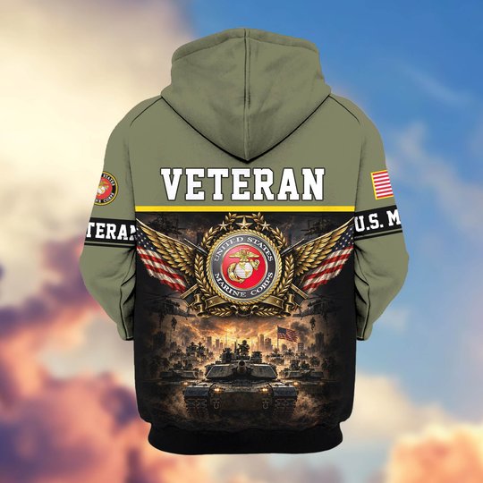 Premium US Veteran Zip Up Hoodie BTTN151021, Gifts For US Veterans, Gifts For Veterans Day.