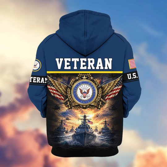 Premium US Veteran Zip Up Hoodie BTTN151021, Gifts For US Veterans, Gifts For Veterans Day.