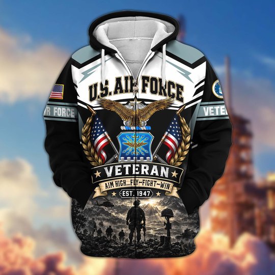 Premium US Veteran Zip Up Hoodie CPHN151011, Gifts For US Veterans, Gifts For Veterans Day.