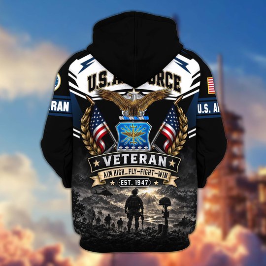 Premium US Veteran Zip Up Hoodie CPHN151011, Gifts For US Veterans, Gifts For Veterans Day.
