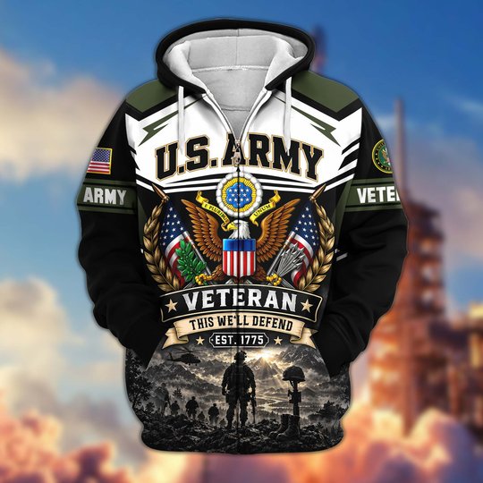 Premium US Veteran Zip Up Hoodie CPHN151011, Gifts For US Veterans, Gifts For Veterans Day.