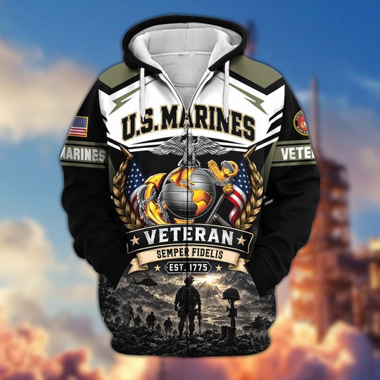 Premium US Veteran Zip Up Hoodie CPHN151011, Gifts For US Veterans, Gifts For Veterans Day.