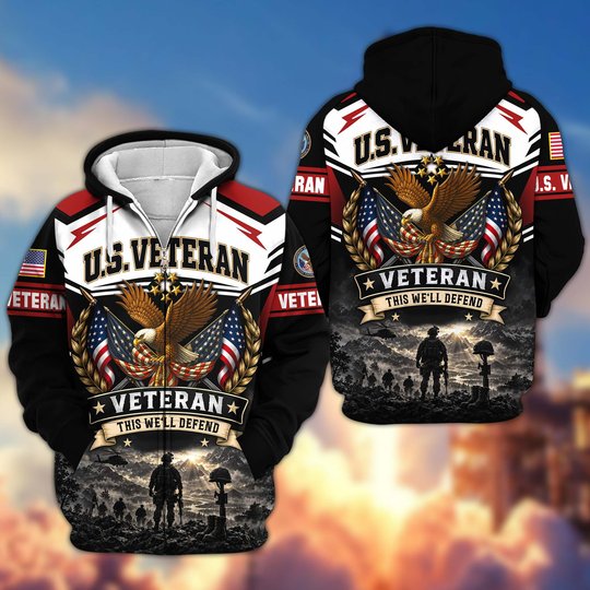 Premium US Veteran Zip Up Hoodie CPHN151011, Gifts For US Veterans, Gifts For Veterans Day.