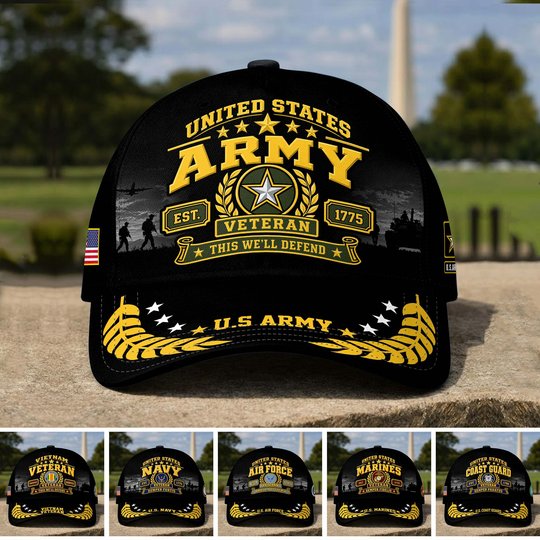 Premium US Veterans Baseball Hats BTTN191021, Gifts For US Veterans, Gifts For Veterans Day, Father's Day.