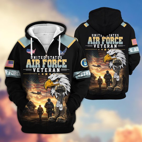 Premium US Veteran Zip Up Hoodie BTTN191022, Gifts For US Veterans, Gifts For Veterans Day.