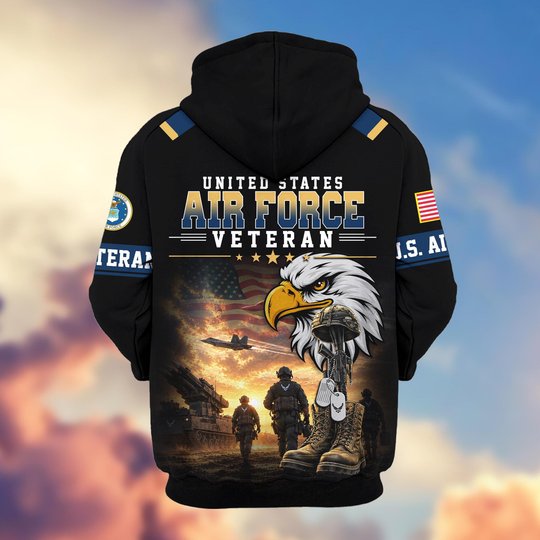 Premium US Veteran Zip Up Hoodie BTTN191022, Gifts For US Veterans, Gifts For Veterans Day.