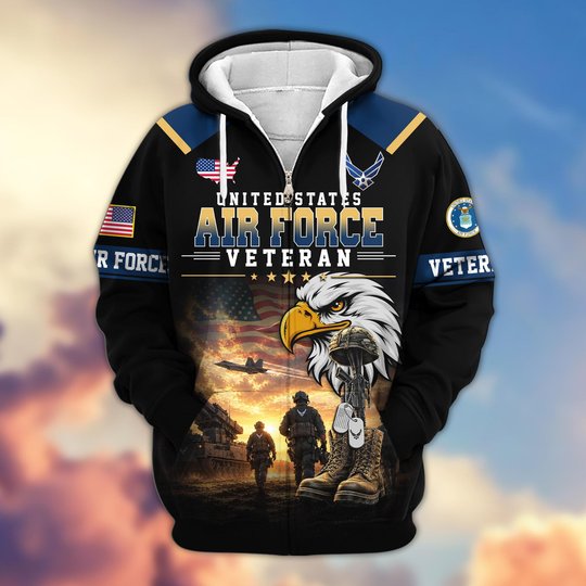 Premium US Veteran Zip Up Hoodie BTTN191022, Gifts For US Veterans, Gifts For Veterans Day.