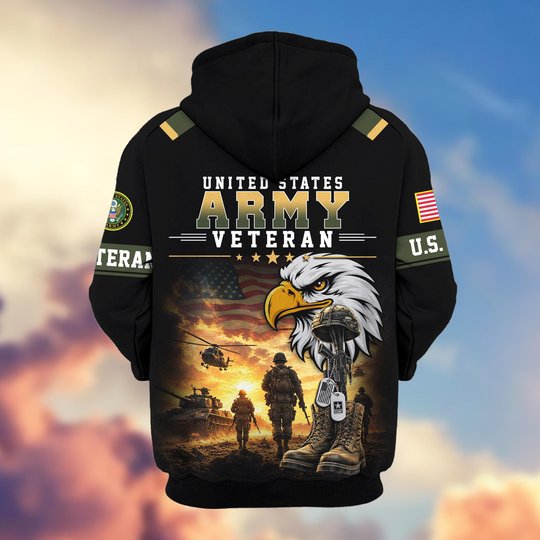 Premium US Veteran Zip Up Hoodie BTTN191022, Gifts For US Veterans, Gifts For Veterans Day.