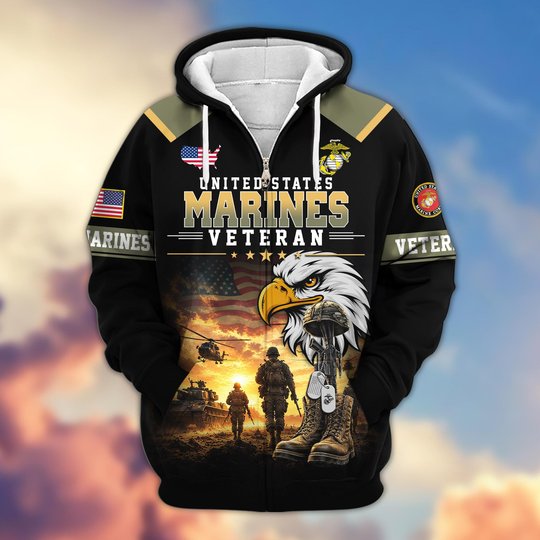 Premium US Veteran Zip Up Hoodie BTTN191022, Gifts For US Veterans, Gifts For Veterans Day.