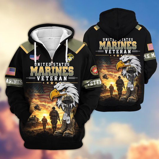Premium US Veteran Zip Up Hoodie BTTN191022, Gifts For US Veterans, Gifts For Veterans Day.