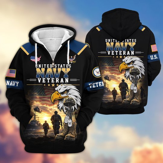 Premium US Veteran Zip Up Hoodie BTTN191022, Gifts For US Veterans, Gifts For Veterans Day.