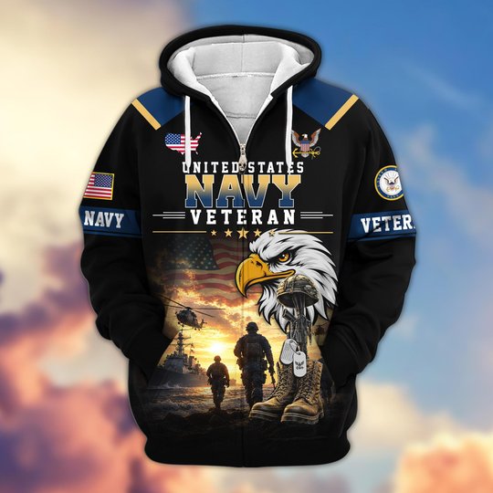 Premium US Veteran Zip Up Hoodie BTTN191022, Gifts For US Veterans, Gifts For Veterans Day.