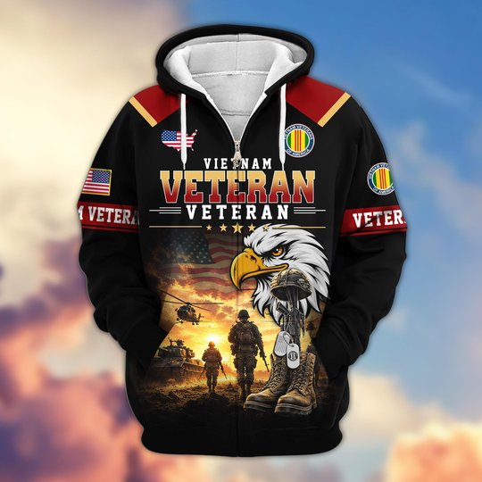 Premium US Veteran Zip Up Hoodie BTTN191022, Gifts For US Veterans, Gifts For Veterans Day.
