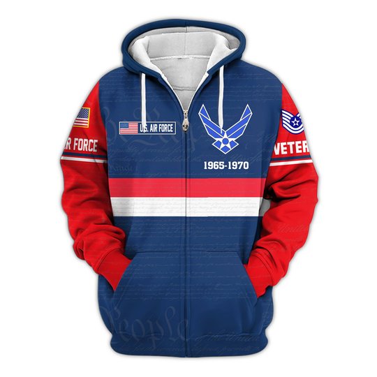 Premium Custom USAF Zip Up Hoodie VPVC609534, Gifts For Air Force Veteran, Gifts For Veterans Day.