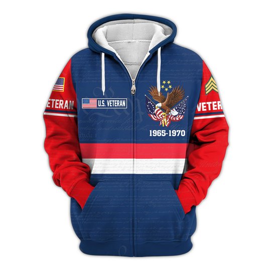Premium Custom US Veteran Zip Up Hoodie VPVC609537, Gifts For US Veteran, Gifts For Veterans Day.