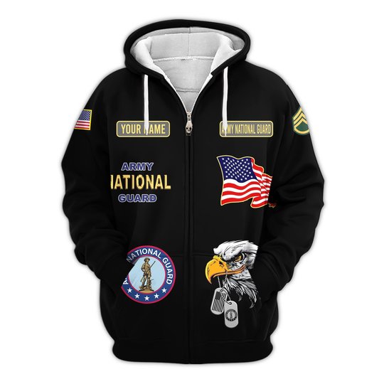 Premium Custom Army National Guard Zip Up Hoodie VPVC609548, Gifts For Army National Guard Veteran, Gifts For Veterans Day.