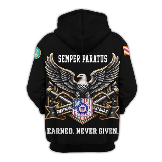 Premium Custom USCG Zip Up Hoodie VPVC609555, Gifts For Coast Guard Veteran, Gifts For Veterans Day.