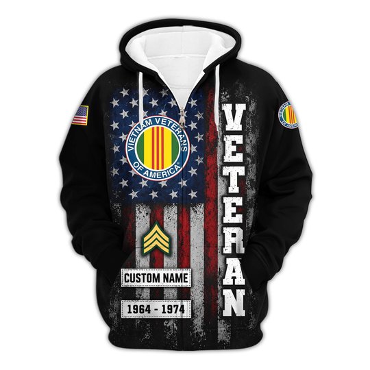 Premium Custom Vietnam Veteran Zip Up Hoodie VPVC609556, Gifts For Vietnam Veteran, Gifts For Veterans Day.