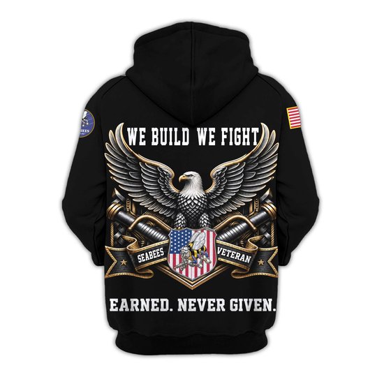 Premium Custom US Seabees Zip Up Hoodie VPVC609559, Gifts For Seabees Veteran, Gifts For Veterans Day.