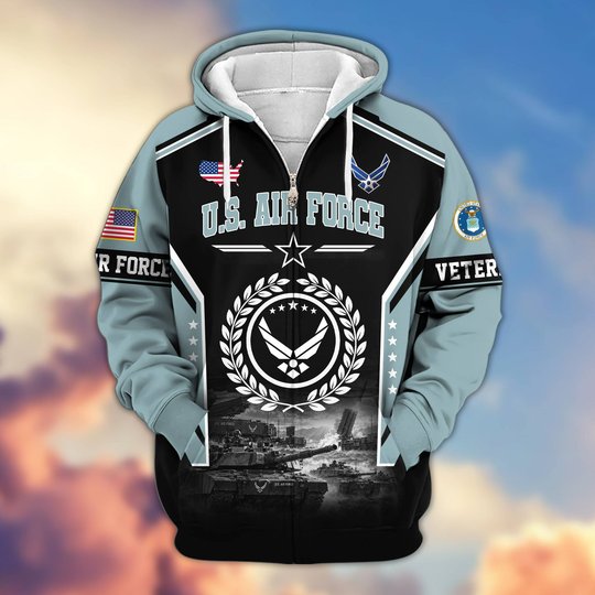 Premium US Veteran Zip Up Hoodie BTTN201021, Gifts For US Veterans, Gifts For Veterans Day.
