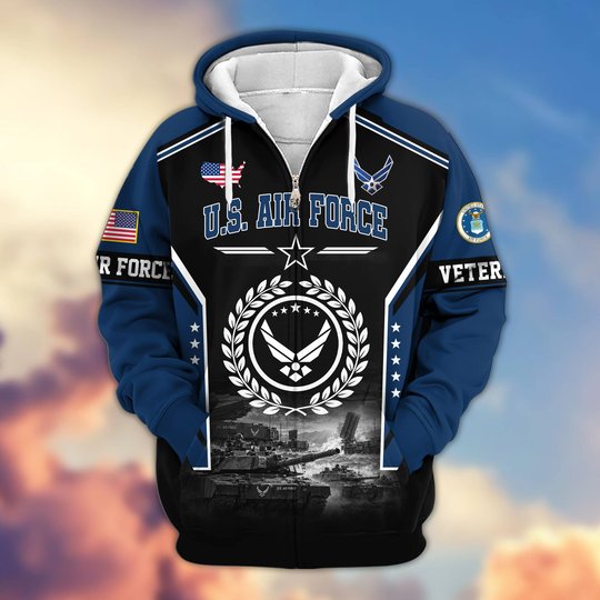 Premium US Veteran Zip Up Hoodie BTTN201021, Gifts For US Veterans, Gifts For Veterans Day.