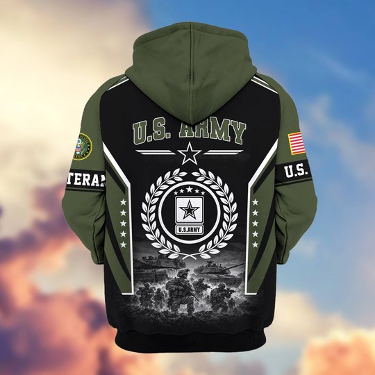 Premium US Veteran Zip Up Hoodie BTTN201021, Gifts For US Veterans, Gifts For Veterans Day.