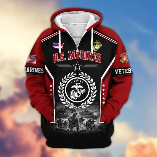 Premium US Veteran Zip Up Hoodie BTTN201021, Gifts For US Veterans, Gifts For Veterans Day.