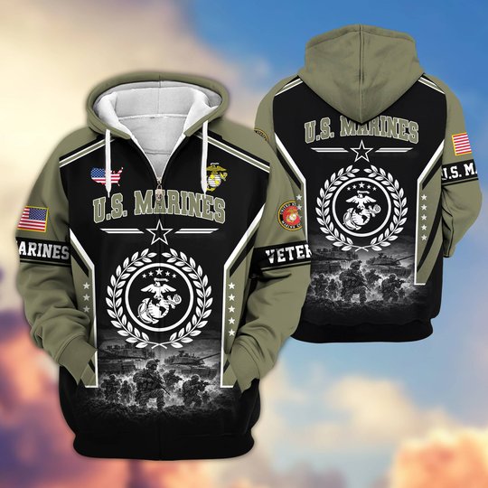 Premium US Veteran Zip Up Hoodie BTTN201021, Gifts For US Veterans, Gifts For Veterans Day.