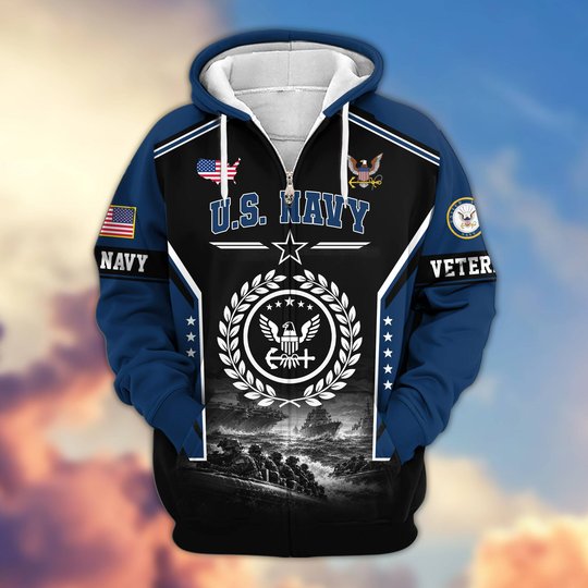 Premium US Veteran Zip Up Hoodie BTTN201021, Gifts For US Veterans, Gifts For Veterans Day.