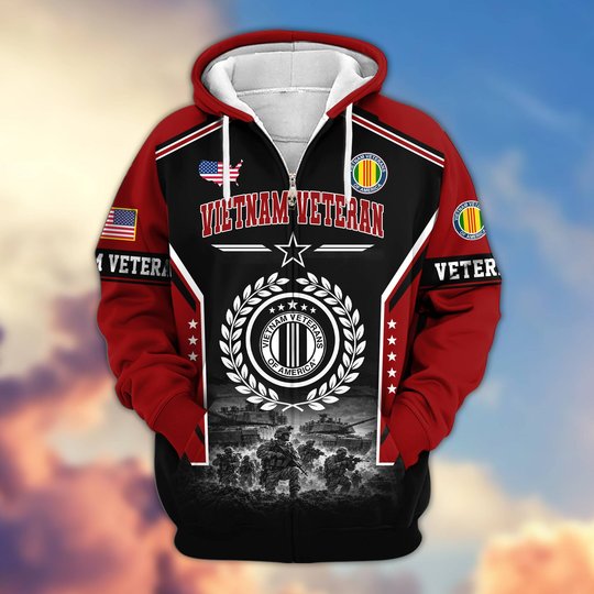 Premium US Veteran Zip Up Hoodie BTTN201021, Gifts For US Veterans, Gifts For Veterans Day.